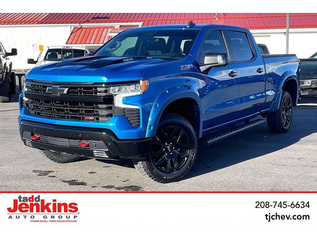 Glacier Blue Metallic 2024 Chevrolet Silverado 1500 LT Trail Boss Crew Cab 4WD Pickup Truck Four-Wheel Drive Automatic