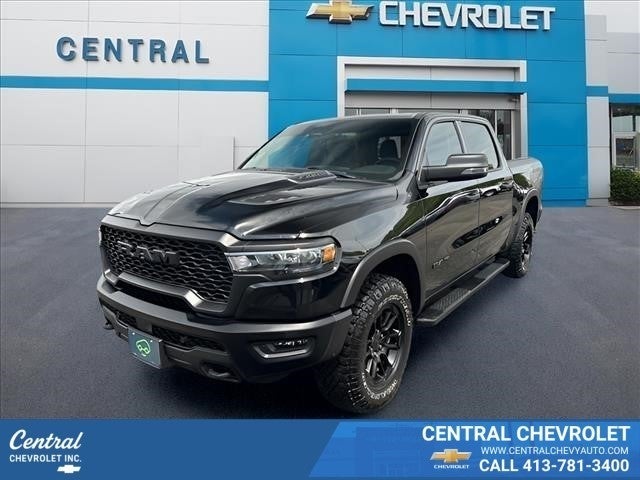 Black 2025 RAM 1500 Rebel Crew Cab 4WD Pickup Truck Four-Wheel Drive 