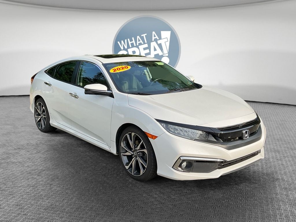 Platinum White Pearl 2020 Honda Civic Sedan Front-Wheel Drive Continuously Variable Transmission