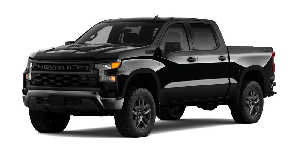 Black 2026 Chevrolet Silverado 1500 Custom Trail Boss Crew Cab 4WD Pickup Truck Four-Wheel Drive Automatic