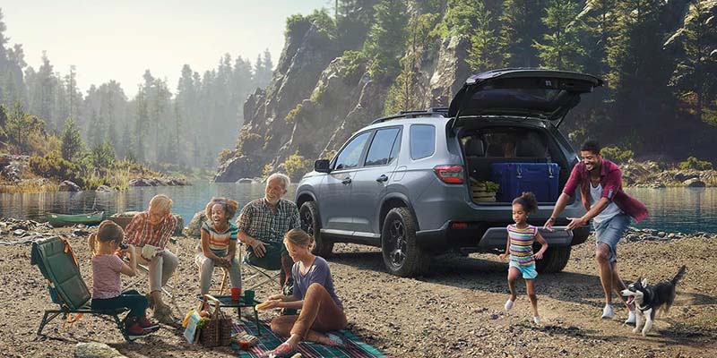 Family at Camp Site with 2023 Honda Pilot