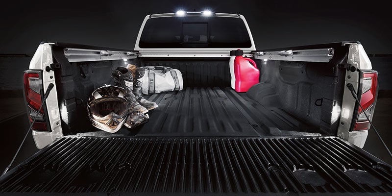 The open bed of a Nissan Titan XD