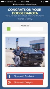 This is the screen you will see, with your photo on it, after you click the link in the text message.