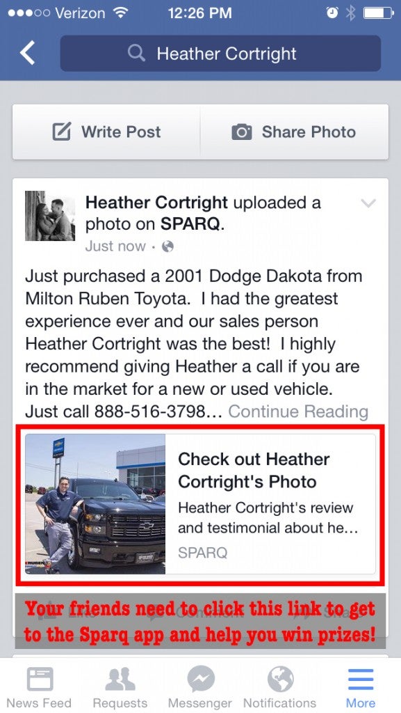 This is how the link will look on your Facebook profile/ in your News Feed. All your friends have to do is click on the link...