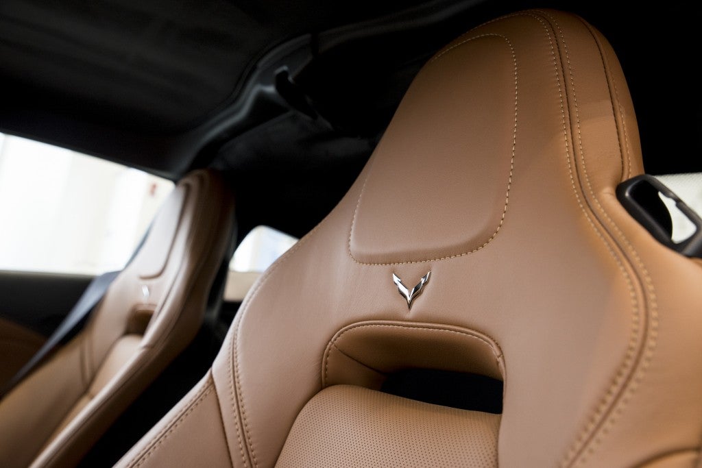 The 3LT Z51 sports a custom Napa leather wrapped interior, with Corvette emblems in the seats. This particular vehicle was chosen with Grand Touring seats, but Performance Sports Seats are also available.