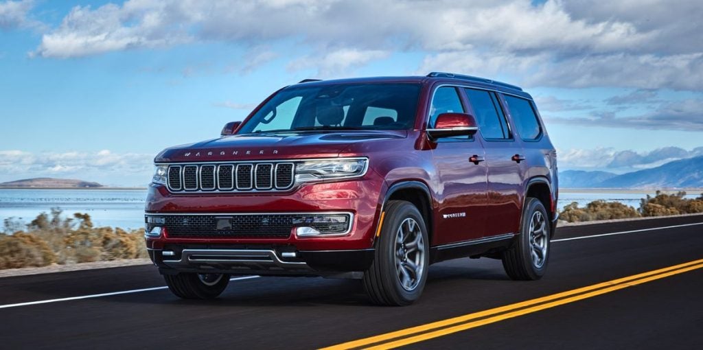 A red 2022 Jeep Wagoneer.