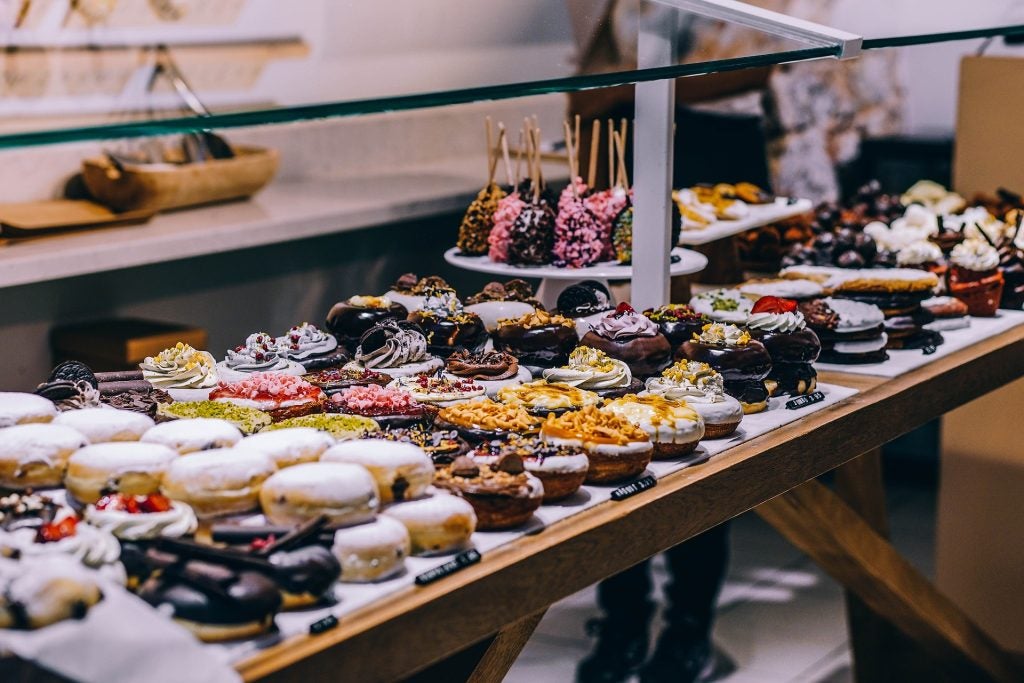 Baked goods on display.