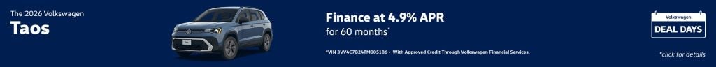 2026 Volkswagen Taos – Finance at 4.9% APR for 60 Months
