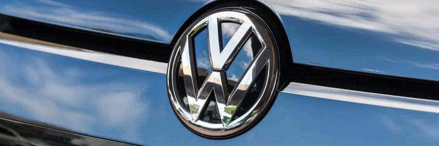 close-up of vw logo