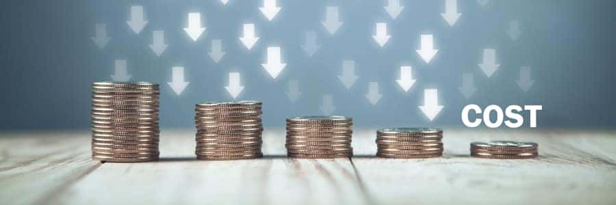 stacks of coin to show lower costs