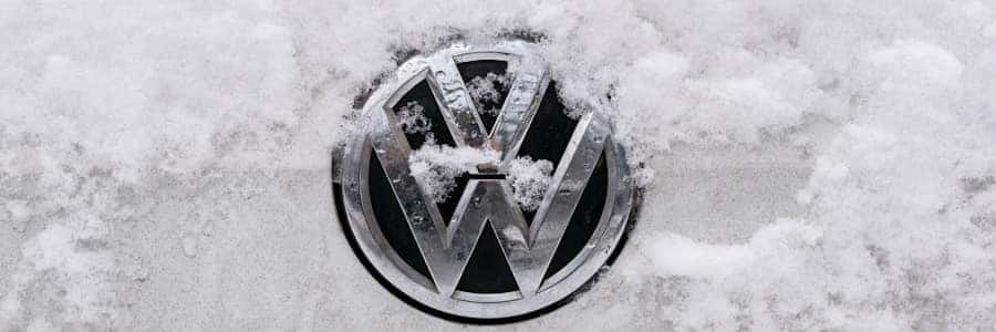 vw logo with snow