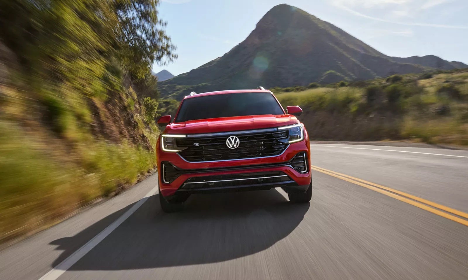 Atlas SEL Premium R-Line with 4Motion AWD in the road in the mountains