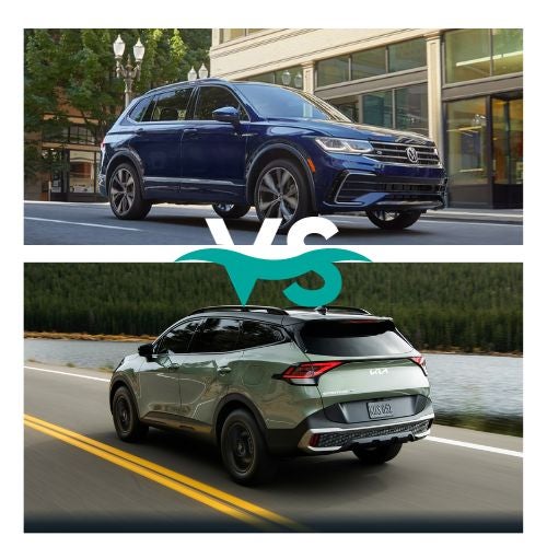 The 2024 VW Tiguan and the Kia Sportage being compared head to head.