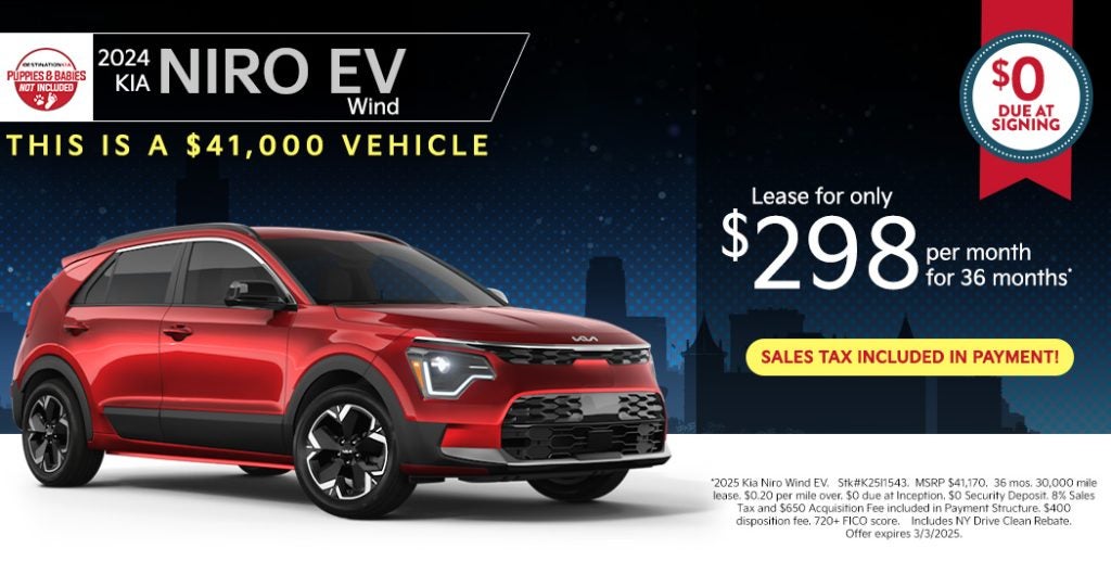 
2025 Kia Niro EV Wind – Lease for $298/month for 36 months
