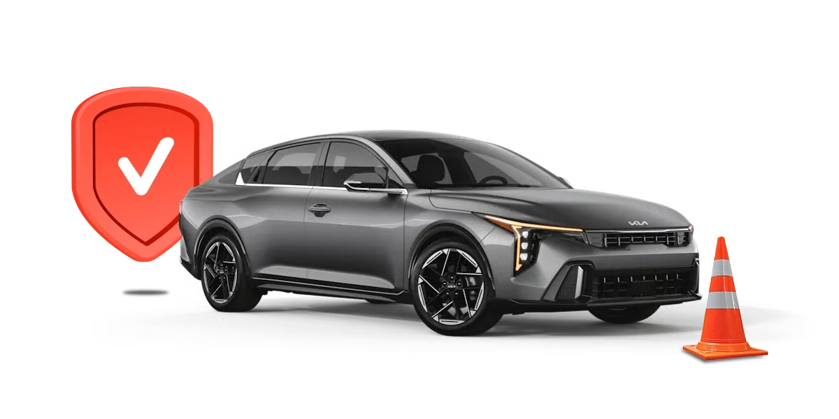 Vehicle protection shield icon next to a Kia Telluride