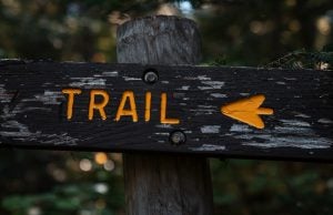 Wooden trail sign | Priority Toyota Chesapeake