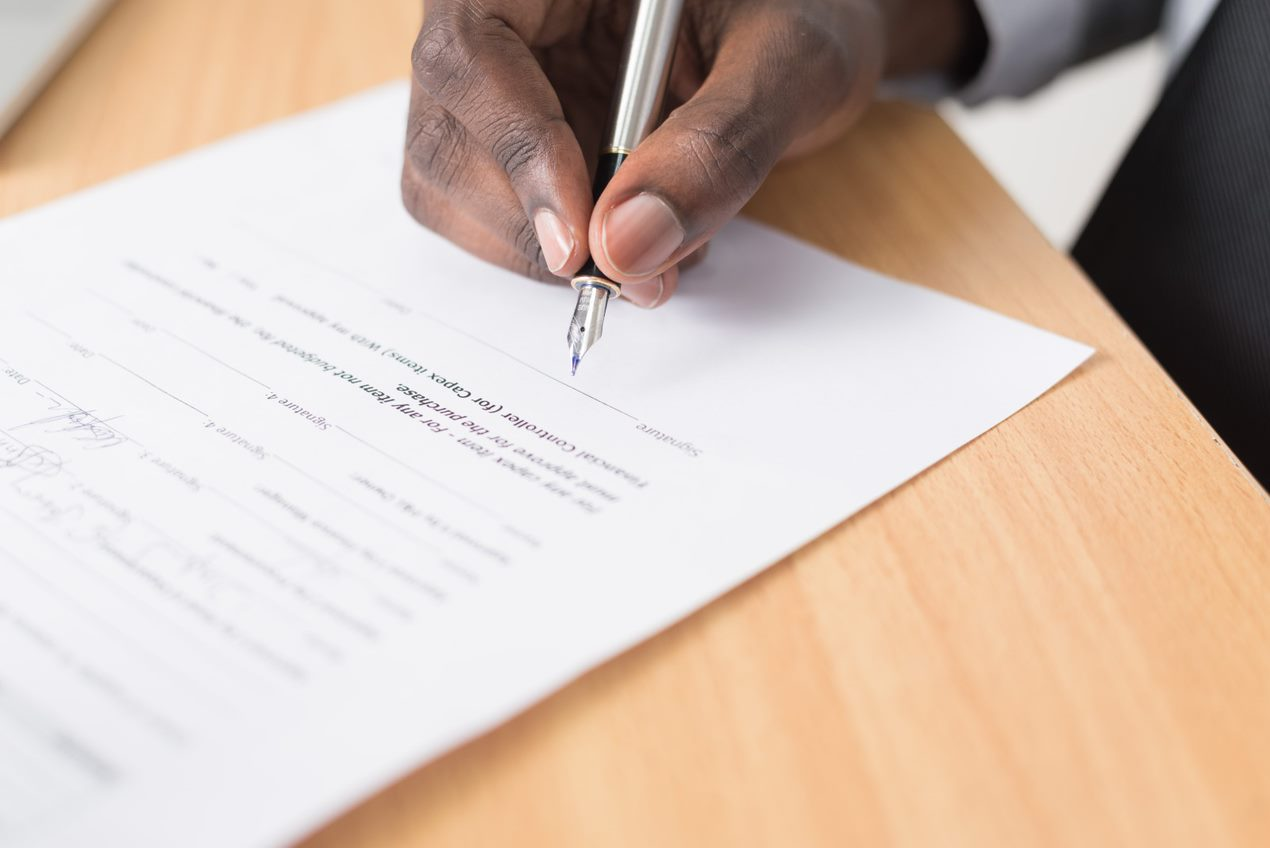 Signing lease paperwork