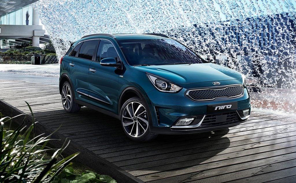 2017 Kia Niro hybrid suv crossover in blue green