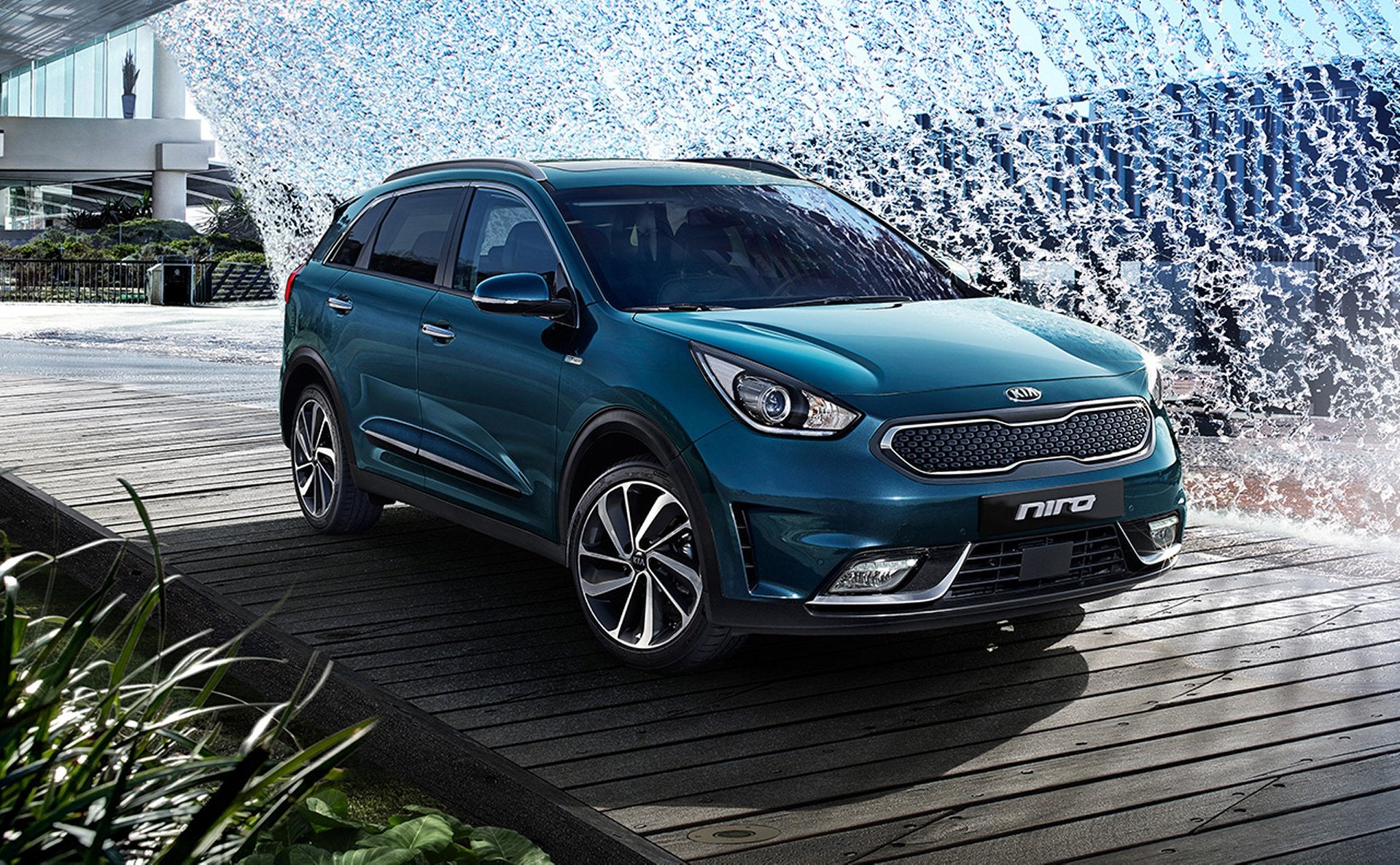 2017 Kia Niro hybrid suv crossover in blue green