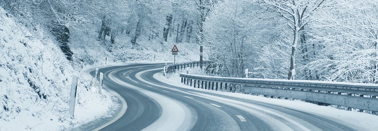 Scenic snow-covered highway