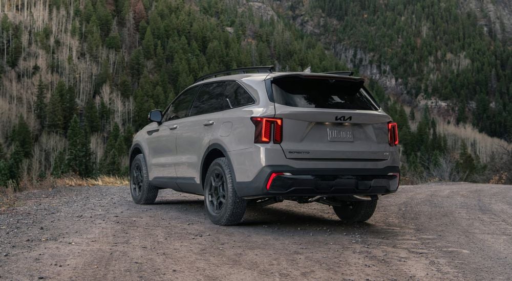 Rear view of a gray 2026 Kia Sorento.