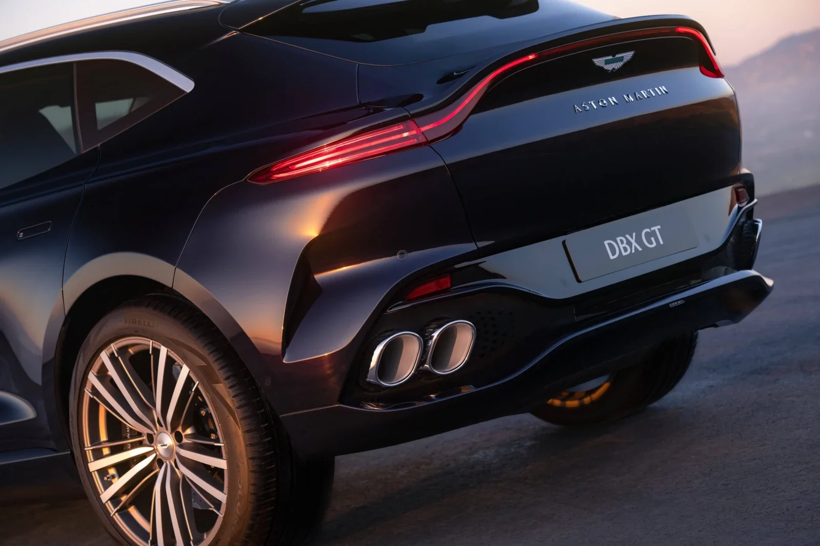 Aston Martin DBX GT rear quad exhaust tips and LED taillight