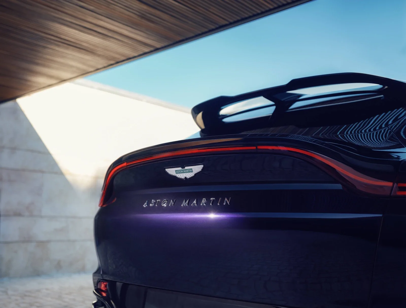 Aston Martin DBX GT rear spoiler and full-width LED taillight detail