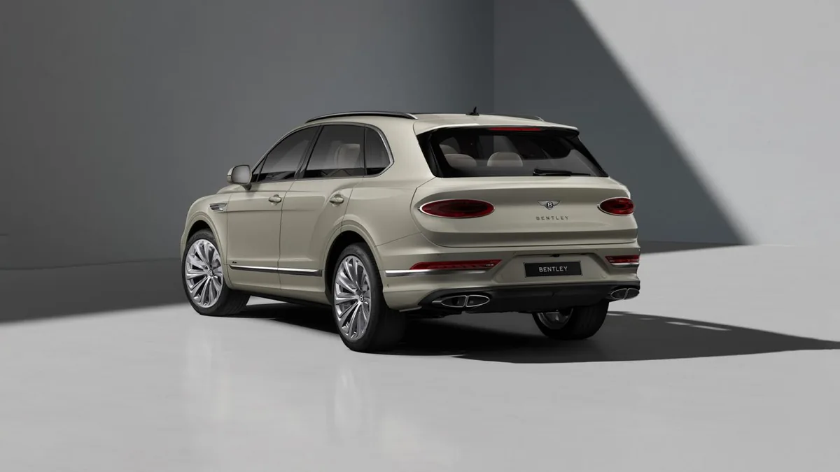 Current Bentley Bentayga Azure rear three-quarter view