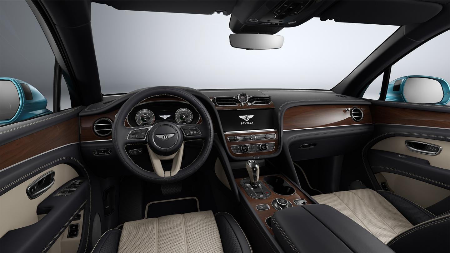 Bentley Bentayga EWB front cabin with Portland and Imperial Blue leather