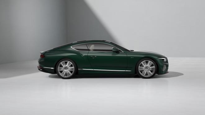 Side profile of the Continental GT Azure coupe in Veridian