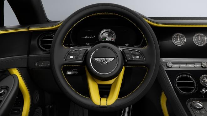 Continental GT Speed cockpit in Cyber Yellow and Beluga