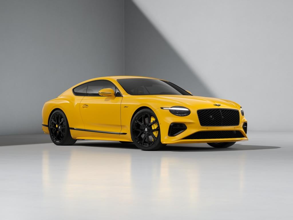 Front three-quarter view of the Continental GT Speed in Monaco Yellow