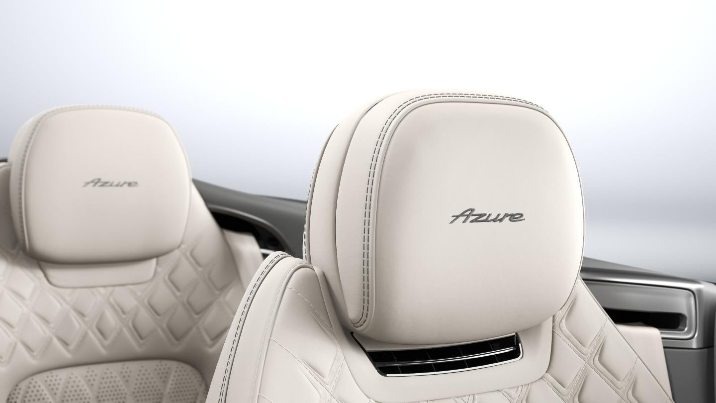 Azure emblem embroidered on a Continental GTC Azure seat