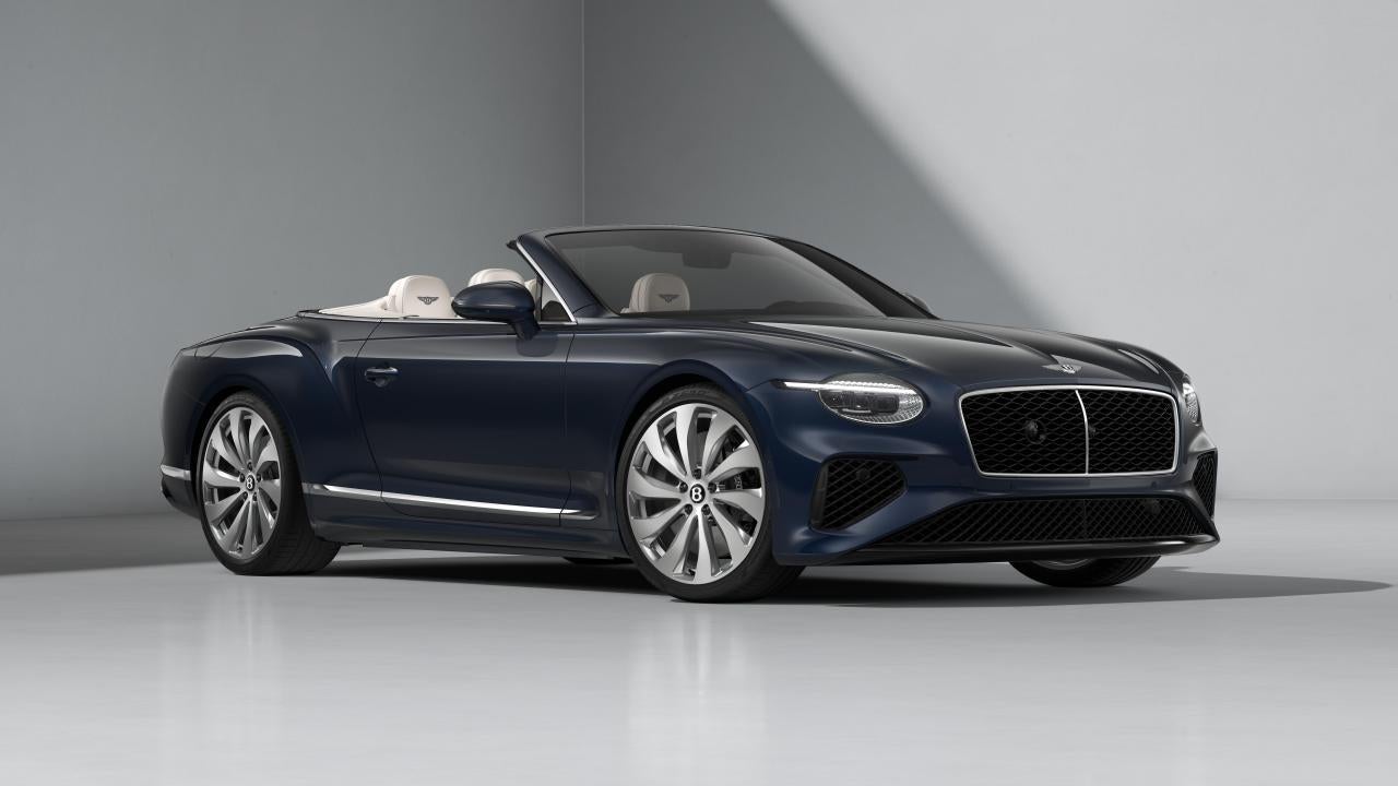 Bentley Continental GTC in Dark Sapphire with the roof lowered