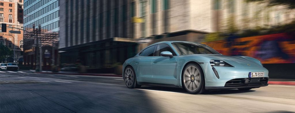 Blue Porsche Taycan