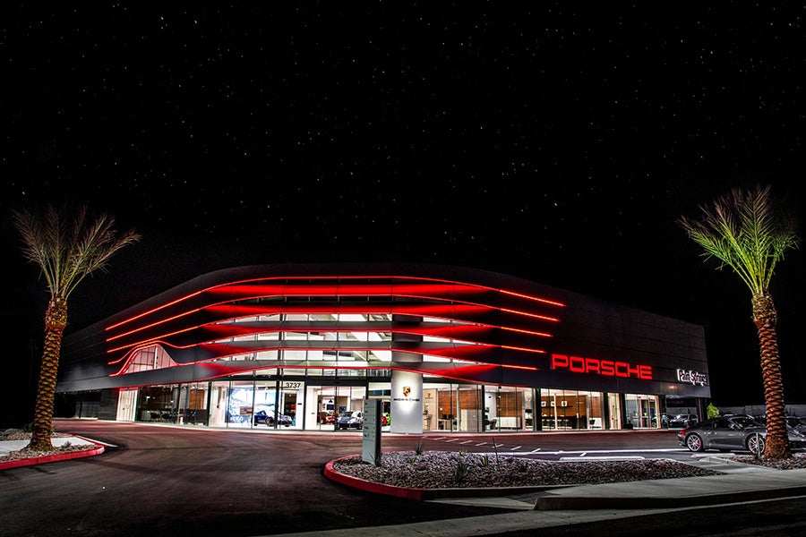 Destination Porsche Dealership at Night - Porsche Palm Springs