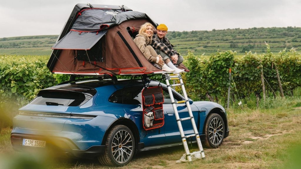 Porsche Roof Tent Experience on a Taycan Turbo S Cross Turismo