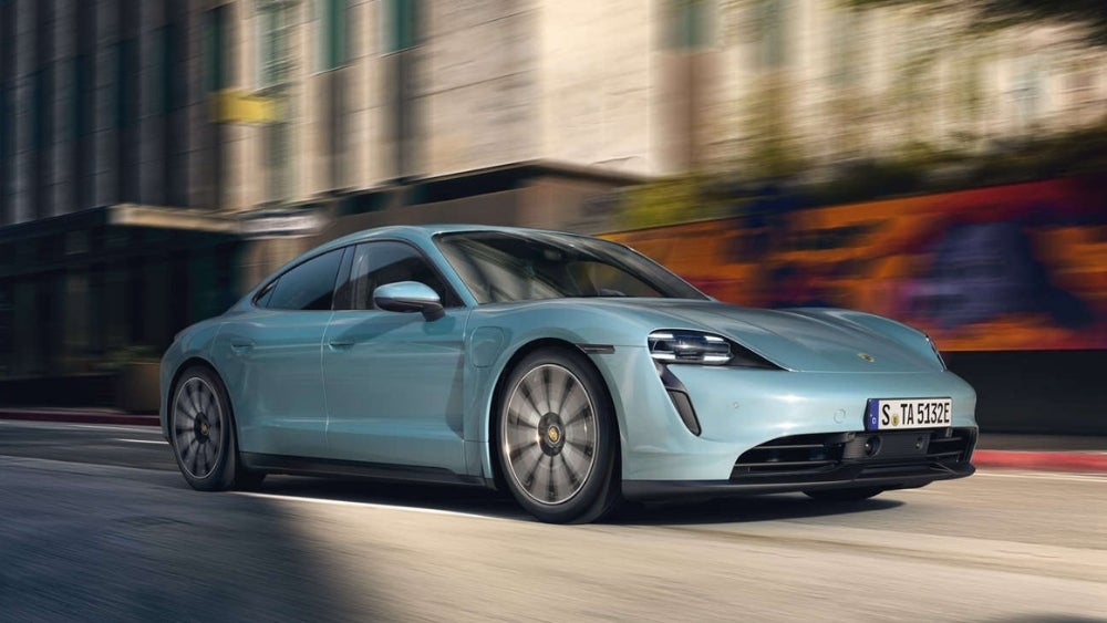 Blue Porsche Taycan