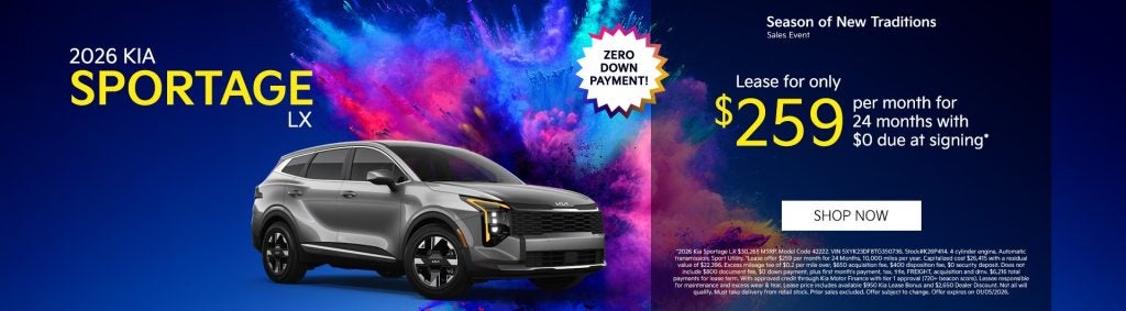 2026 Kia Sportage LX – Lease for $259/mo for 24 Months