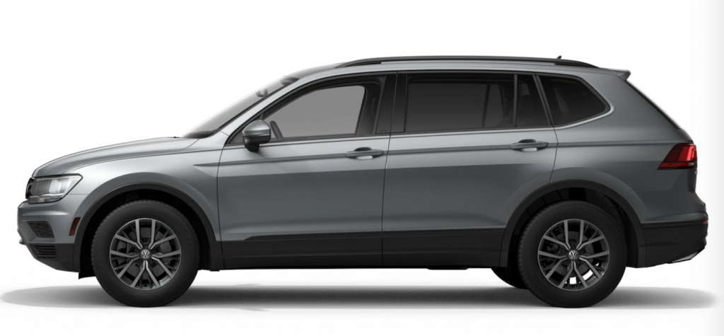 The 2021 Volkswagen Tiguan in Pyrite Silver Metallic.