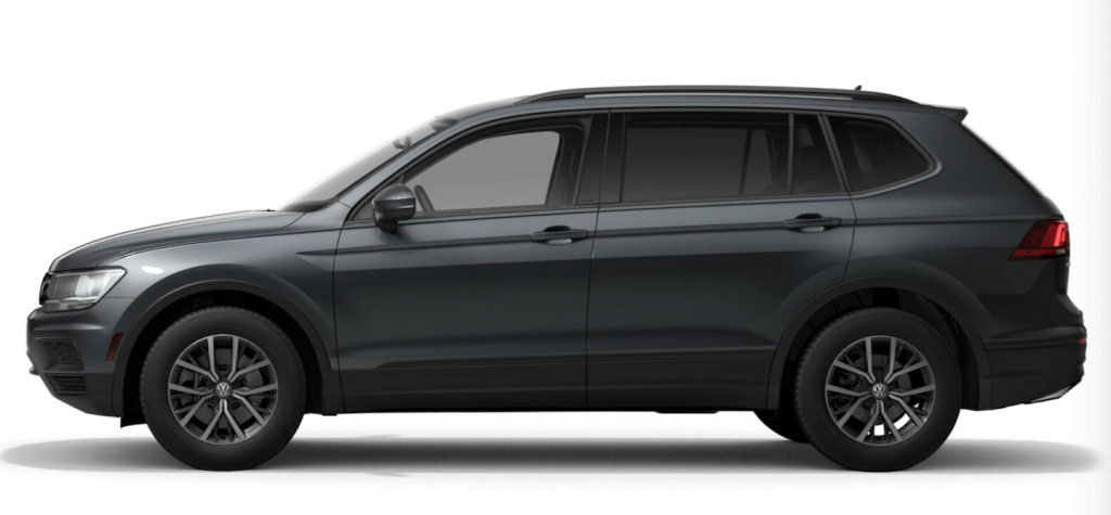 The 2021 Volkswagen Tiguan in Platinum Gray Metallic.
