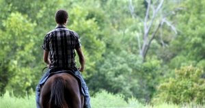 Teenage boy riding a horse in nature | Gunther Kia
