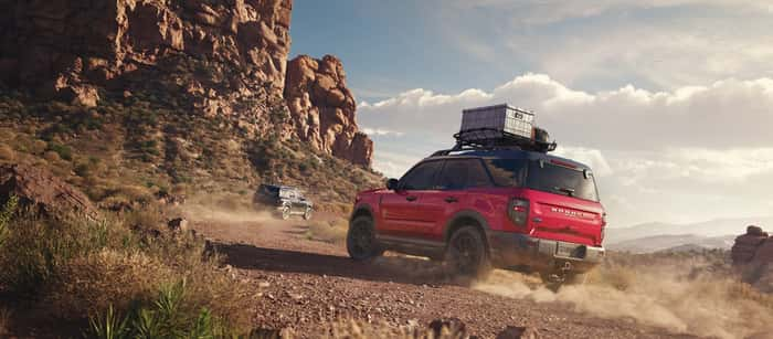 Red Ford Bronco Sport with accessories