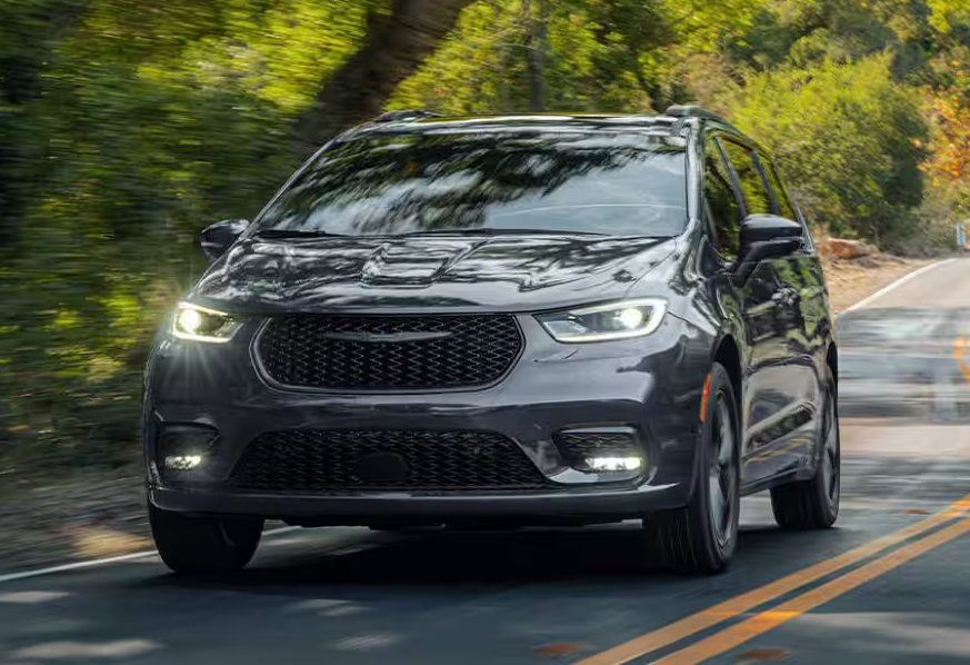 Gray 2026 Chrysler Pacifica driving on road