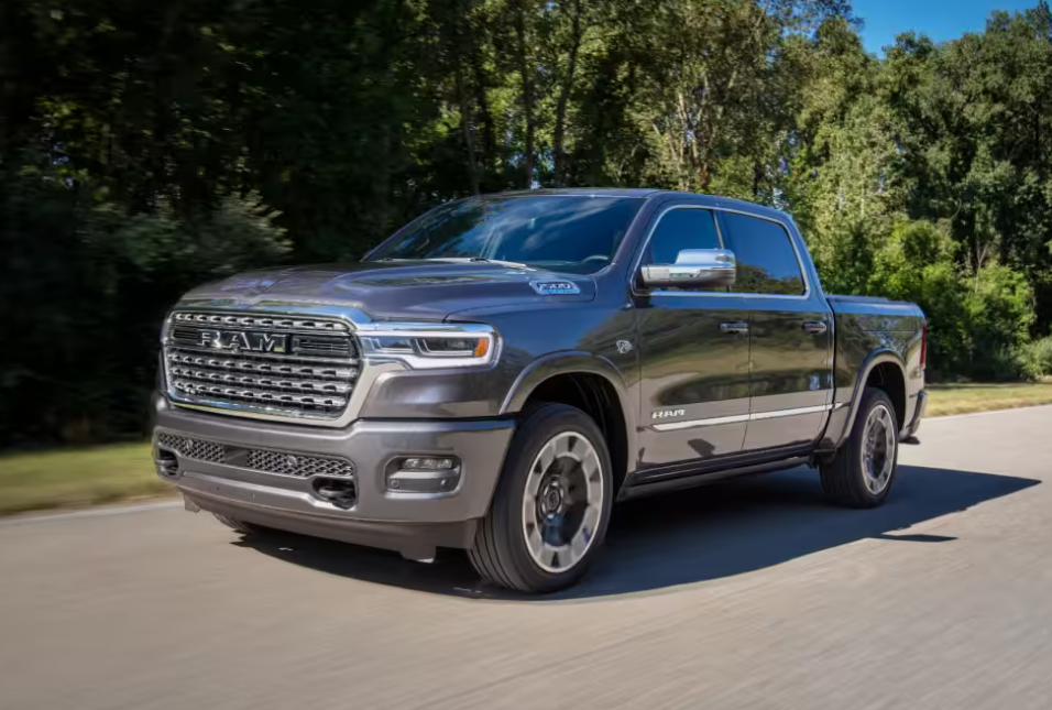 Gray 2026 Ram 1500 driving on road