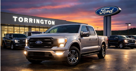 2026 Ford F-150 pickup truck at Torrington Ford dealership in Torrington, Connecticut showcasing powerful F-Series performance and capability for New England driving and contributing to work needs.