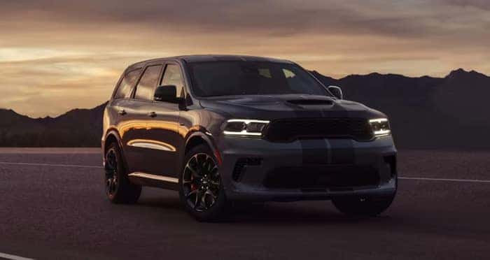 Gray Dodge Durango parked on the street