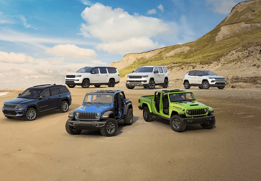 Jeep vehicles parked on beach
