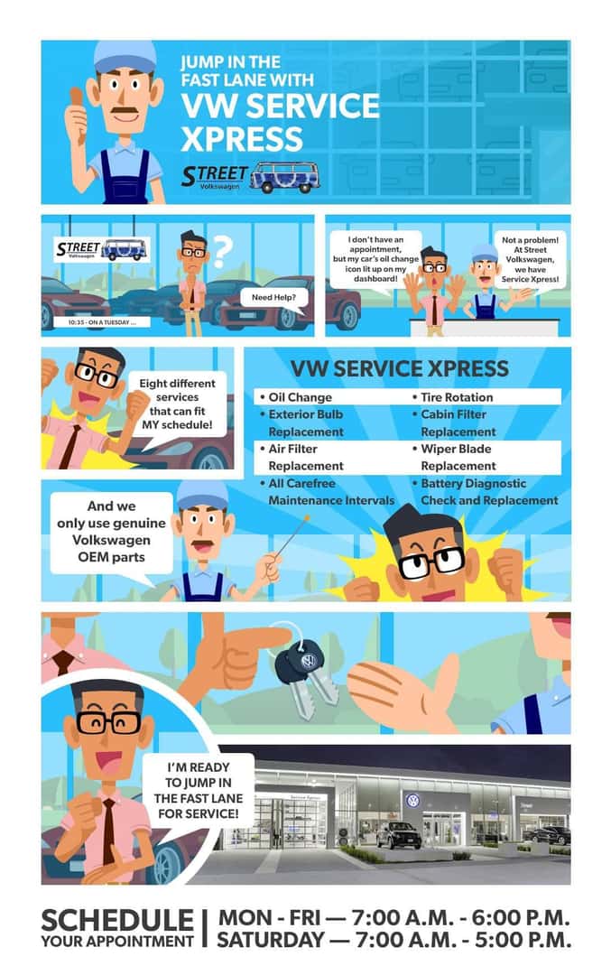 Infographic explaining VW Service Xpress