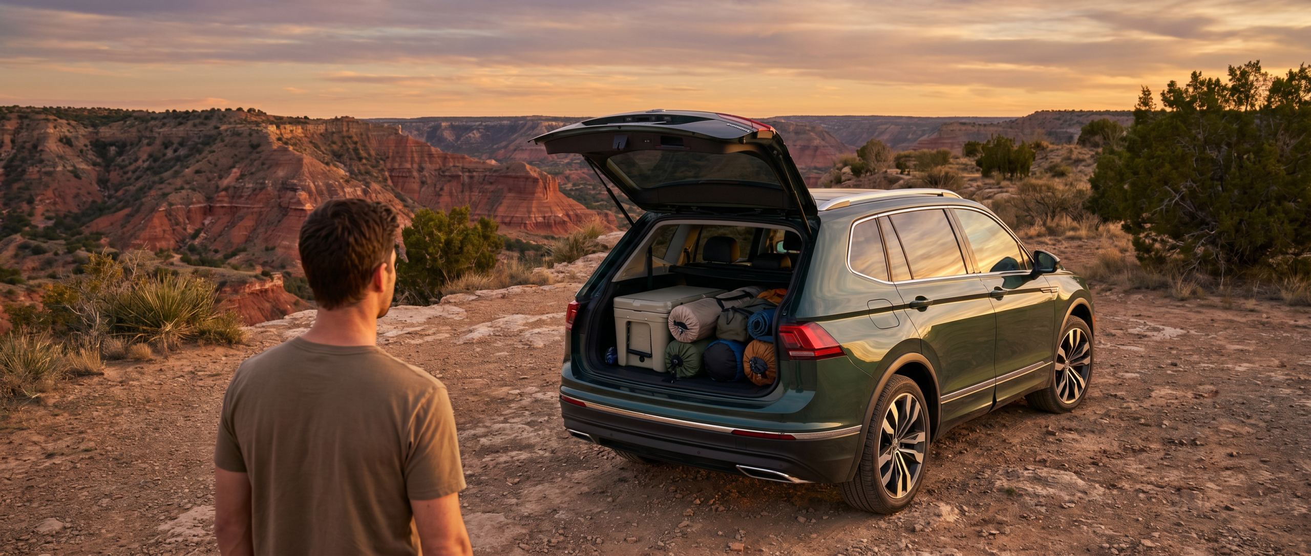 Volkswagen Tiguan at Palo Duro Canyon overlook for summer adventures in Amarillo TX